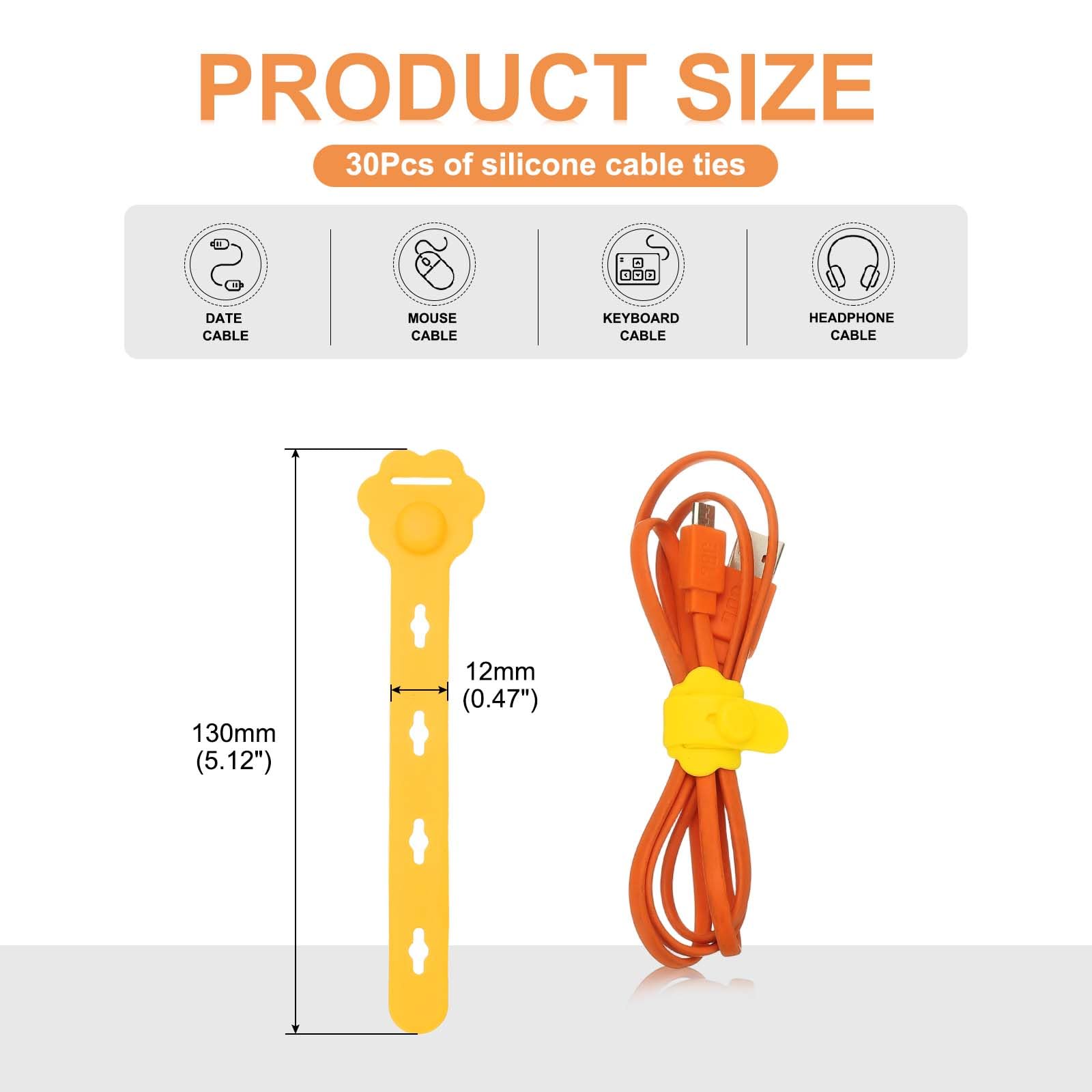 PATIKIL 30Pcs Silicone Cable Ties - Image 2