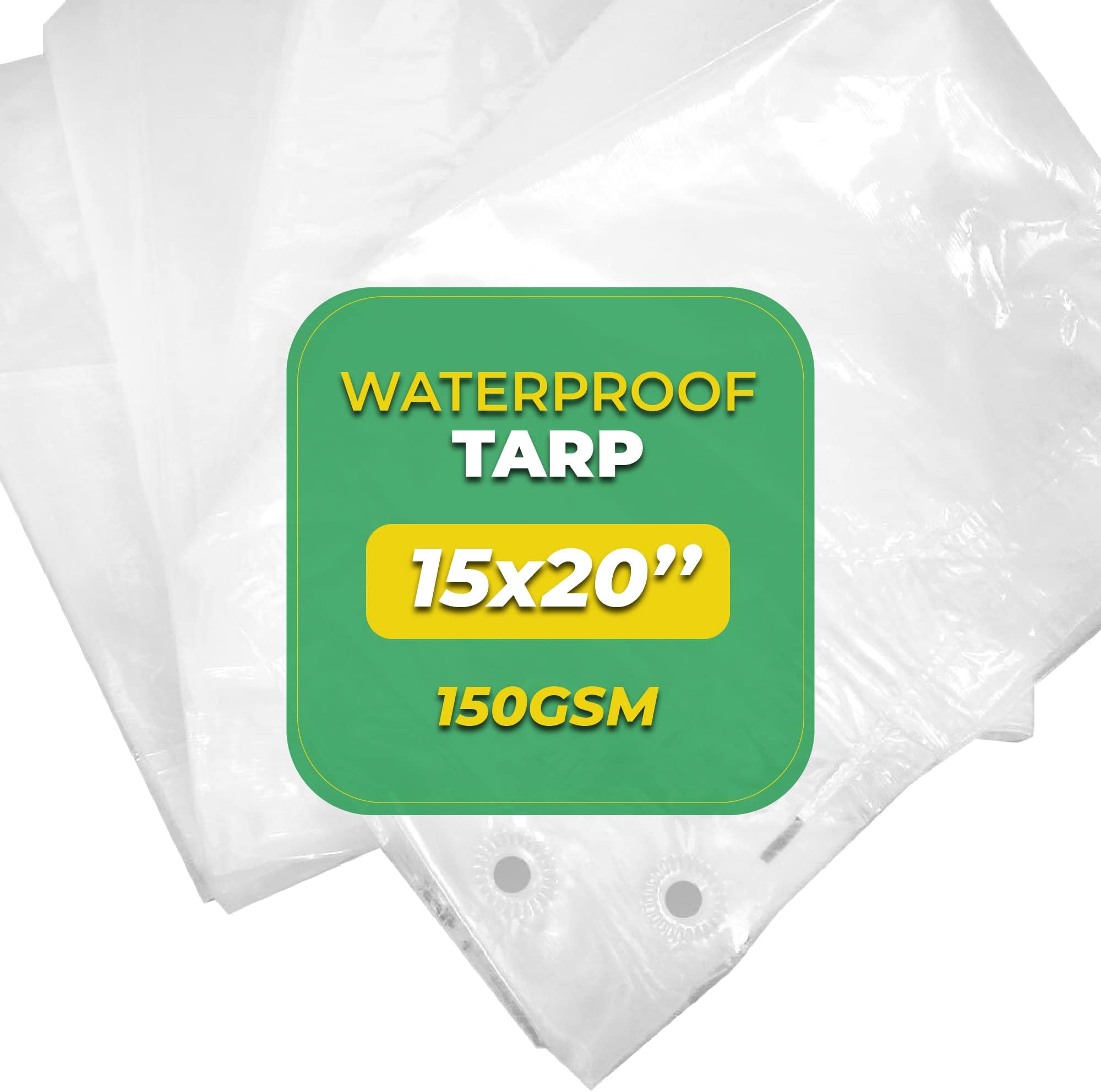 Rainexo RX-150-15x20-T Waterproof 15 x 20 – Multipurpose Heavy Duty Tarp – Multi-Layered Cross-Laminated Film Tarpaulin – Ideal for Farming, Camping, Furniture Cover, 15x20, Transparent