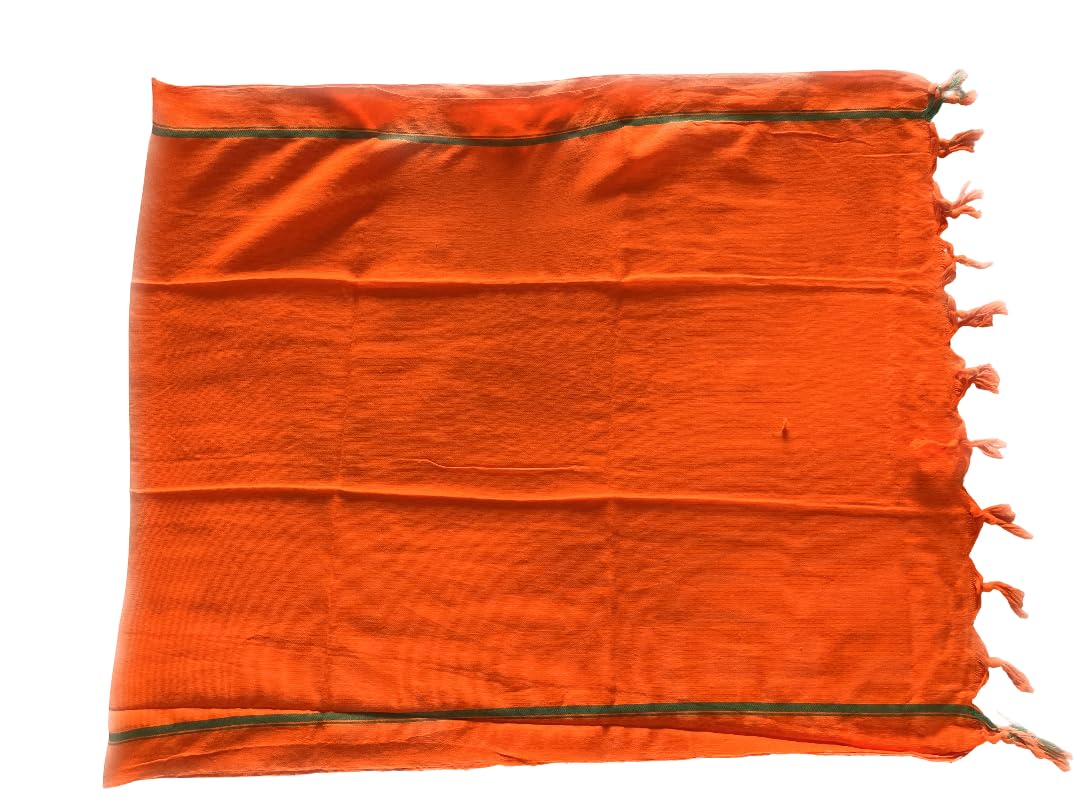 Fashion & Heritage Pure Mal Cotton Gamcha Towel for Men & Women | Multipurpose Cotton Angochha for Sun Protection, Travel, Bath, Head Wrap & Daily Use | Orange-image-19