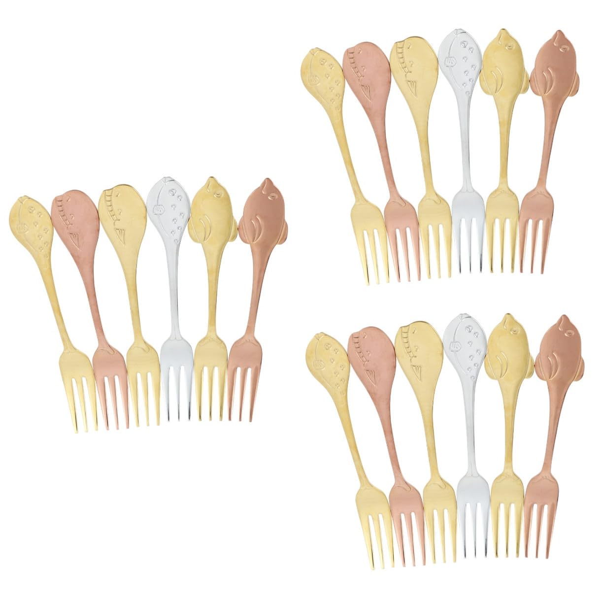 Amosfun 3 Set Di Forchette Da Dessert in Acciaio Inossidabile Per Insalata Frutta E Dessert 6 Pezzi * 3