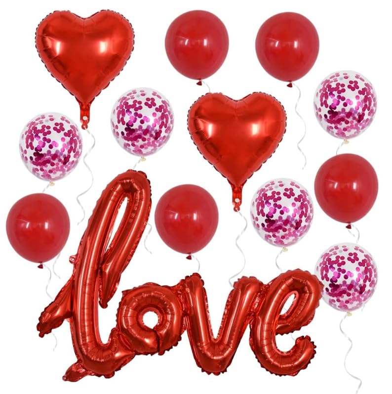 Rote Love-Ballons Mit Herz & Buchstaben – Für Hochzeit, Jahrestag & Partys