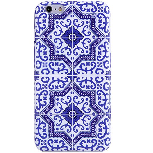 iPhone 6 Case, iPhone 6s Case,VIVIBIN Cute Blue Morocco Pattern for Women Girls Clear Bumper Best Protective Soft Silicone Rubber Glossy TPU Cover Slim Fit Best Phone Case for iPhone 6/iPhone 6s