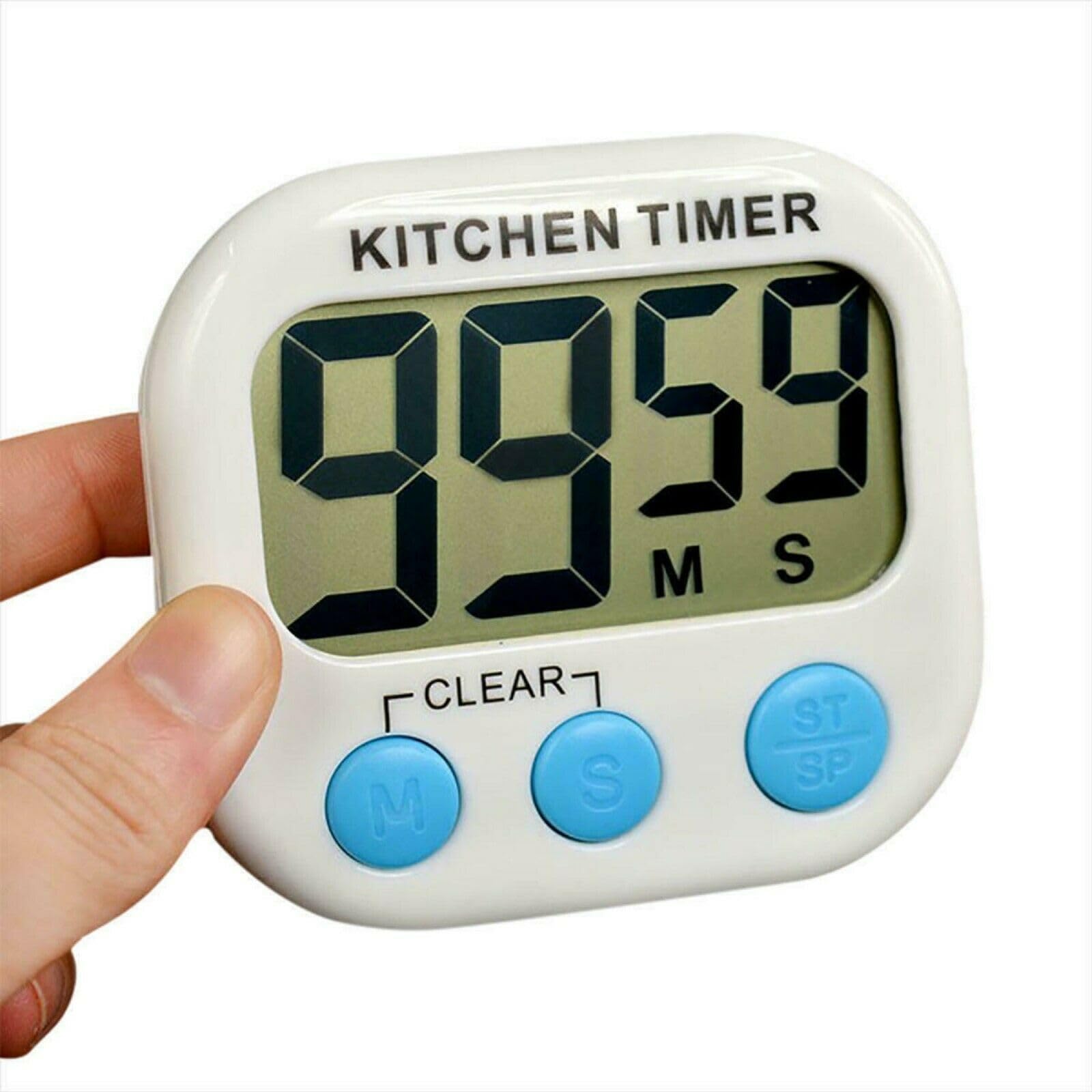 London Express White Kitchen Timers For Cooking, Magnetic Countdown Clock With Large Lcd Screen Stopwatch Timer And Loud Big Digit, Alarm, Digital Egg Timer, Classroom Timer For Kids Teachers (White)