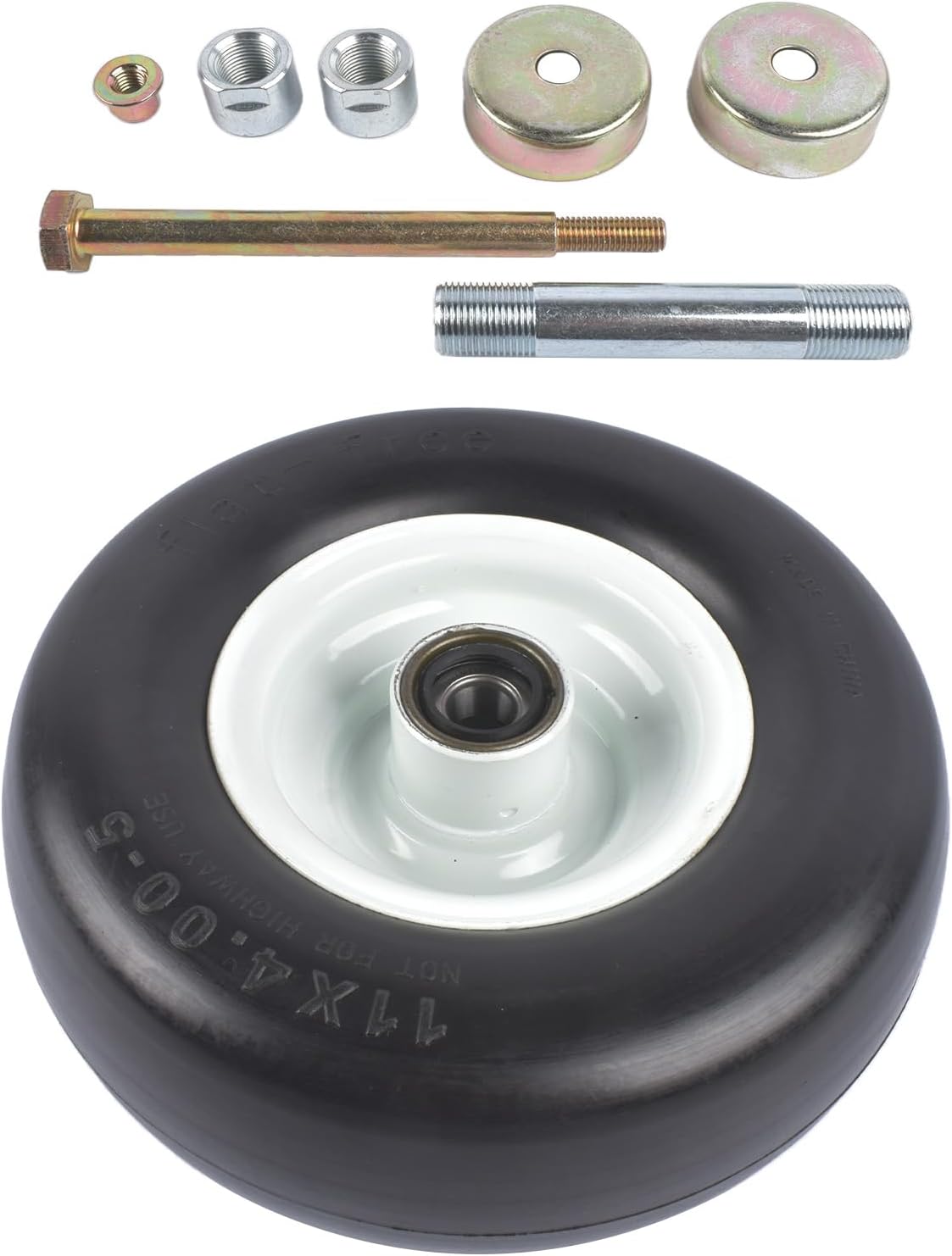 11X4.00X5 Wheel Assy Replacement for Exmark 103-9591 Exmark EZ Rider Sulky, 325lbs Load Capacity Rubber Tire No Air Required Tire No Flat Solid Tire, 11X400X5