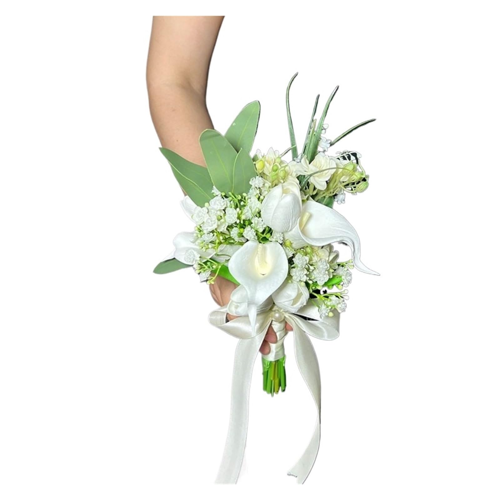 LuoAXINN Artificial Wedding Bouquet Floral Bridal Bouquet Artificial Calla Lilies Tulip Flowers, Bridesmaid with Wedding Ceremony Decor(Color 3 34cm)