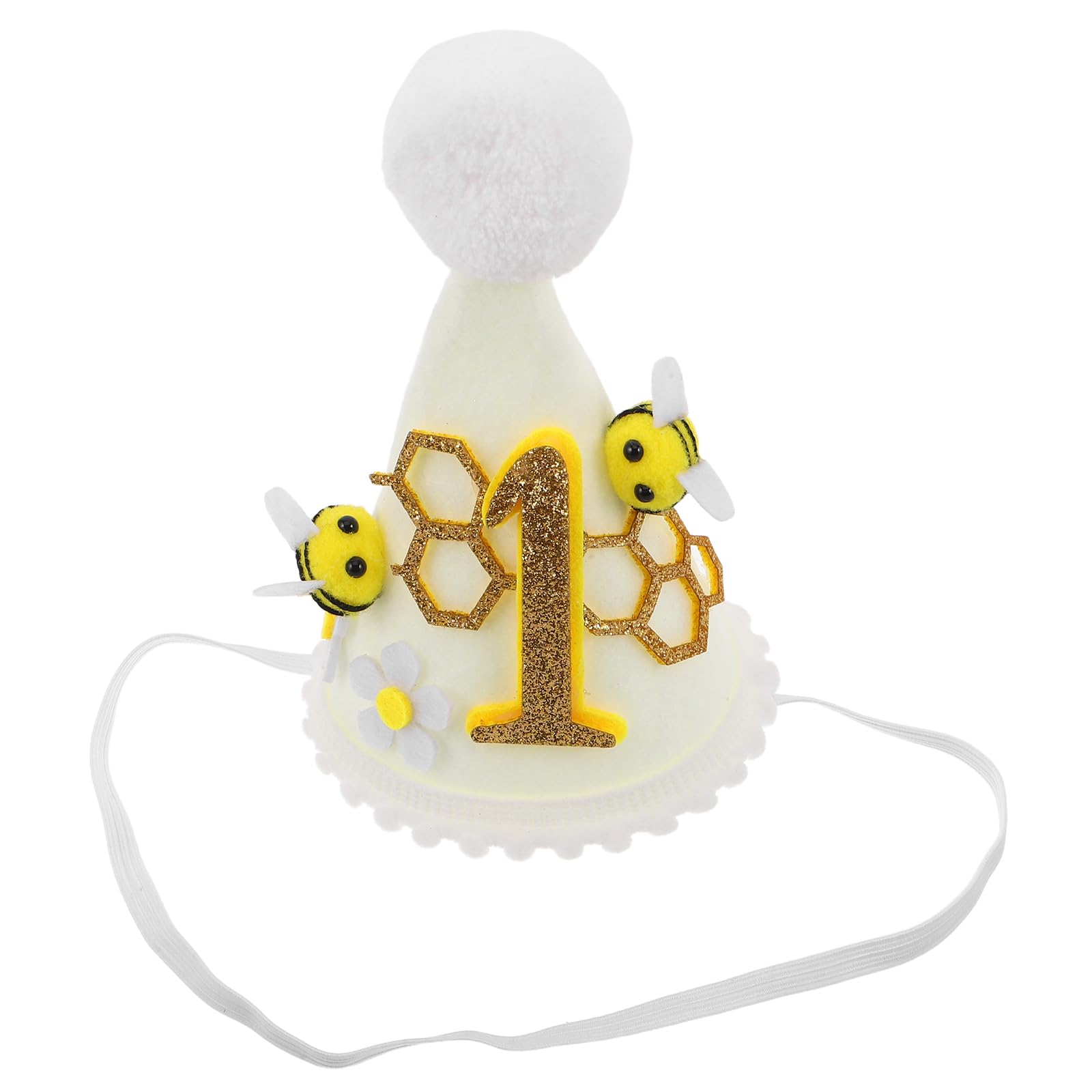 KOMBIUDA Bienen Kegelhut zum 1 Geburtstag für Babys aus Filz Gelb