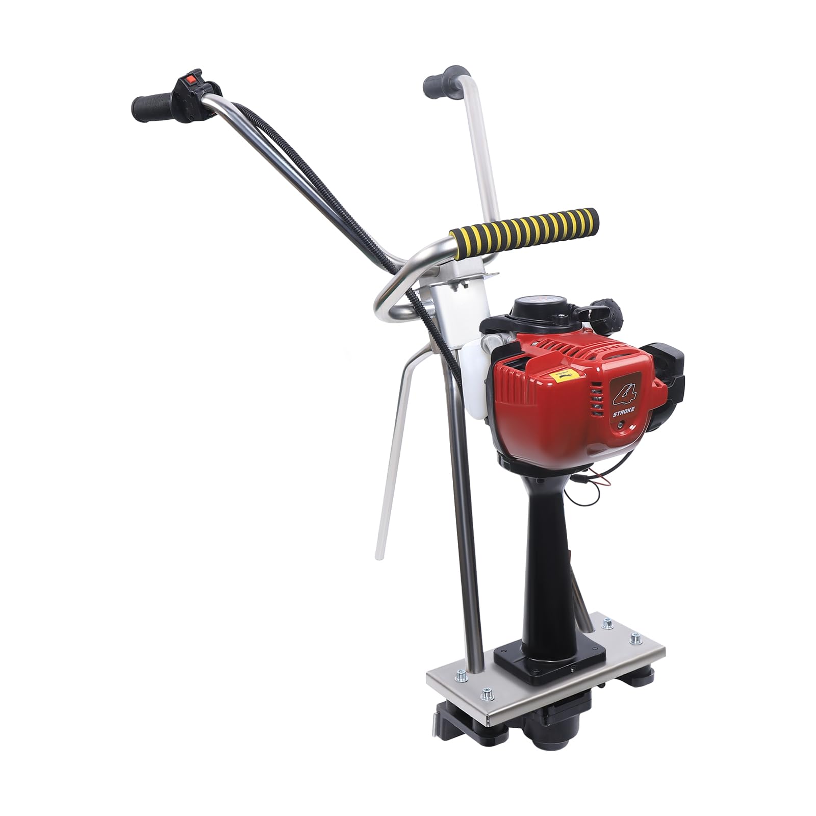 Rogowsen Red, Black, Silver 900W 4 Stroke Concrete Vibrator Screed Concrete Vibrating Tamp Beam Finisher Floor Vibration Leveling Machine, With Sealing Ring And Handle, 35.8Cc Screed Gasoline Engine, For Construction Sites (No R