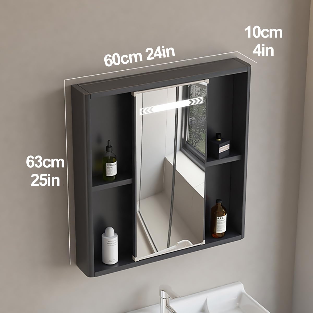 Armadietto per medicinali Armadietto a specchio per bagno con luce LED, regolazione continua e abbinamento colori, disappannante, sensore a movimento manuale Specchio a parete per bagno di casa con