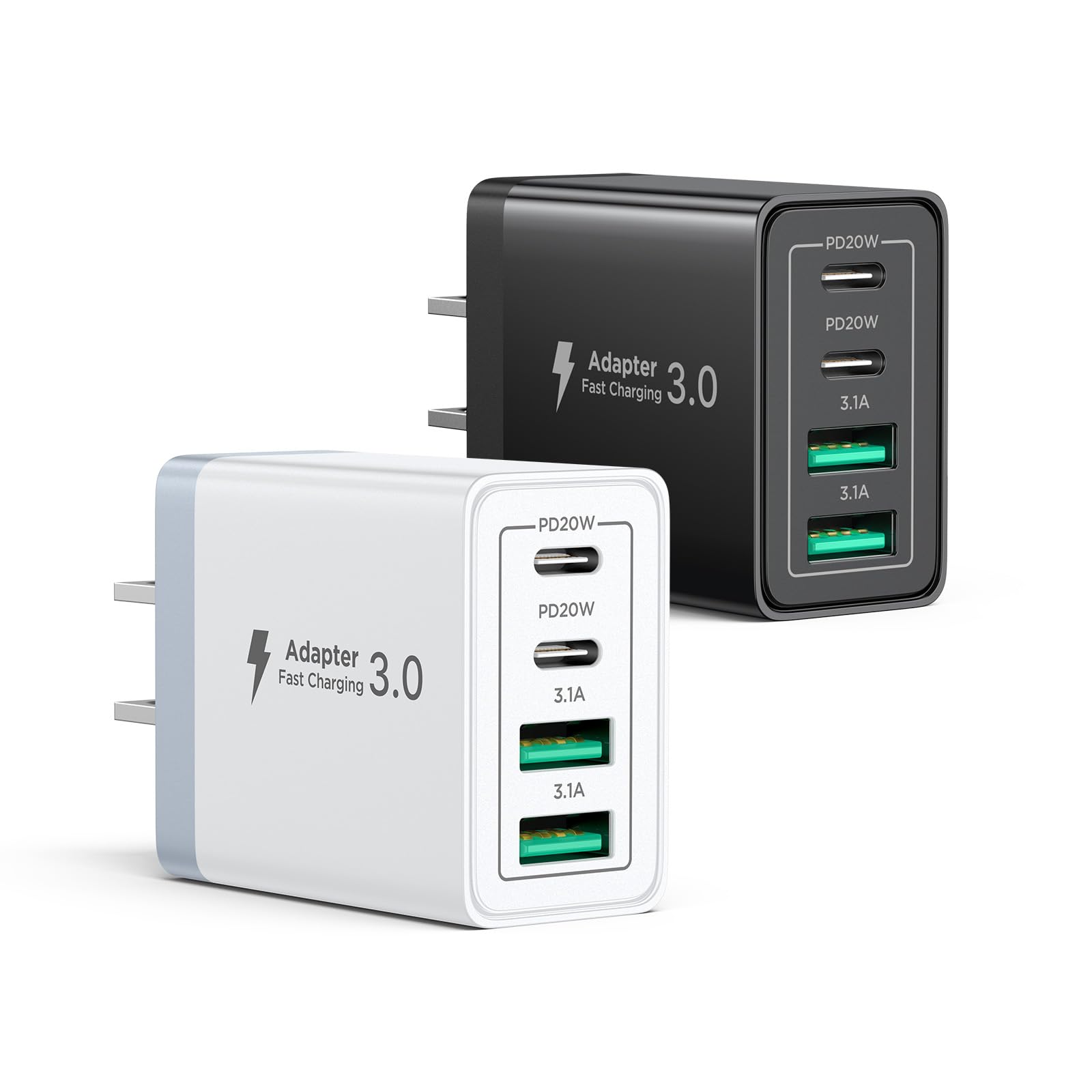 Photo 1 of [2-Pack] USB C Charger Block, 40W Fast Charging Block Type C Charging Blocks 4-Port Dual Port PD+QC USB Wall Charger Block for iPhone 17 16 15 14 13 12 11 Pro Max XS, iPad