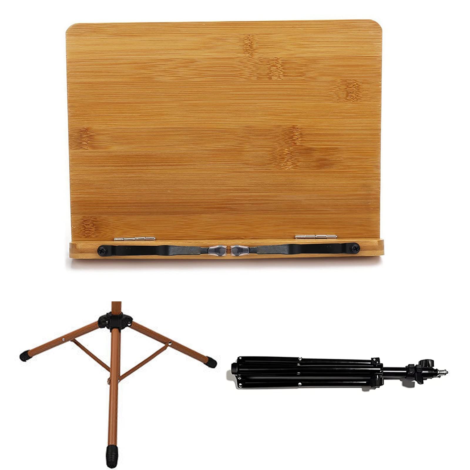 Soporte de violín plegable portátil, atril de madera ajustable, atril para partituras plegable multiusos, sostiene libros de texto, libros de cocina, partituras o documentos de forma segura (made