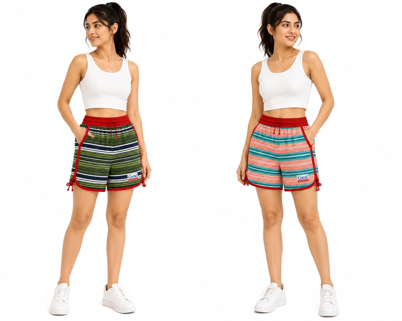 Women's Cotton Blend Hot Shorts (Pack of 2) | Striped Printed Lounge Shorts | Elastic Waist | Soft & Comfortable | Casual, Sleepwear & Beach Wear| Free Size-image-23