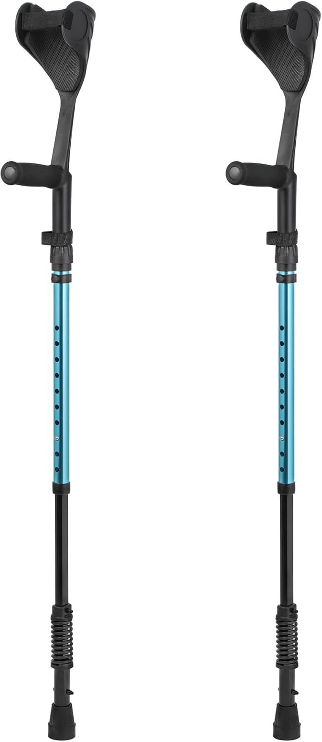 Elbow Forearm Crutches Spring Assist Crutches for Adults with Adjustable Height (Black)