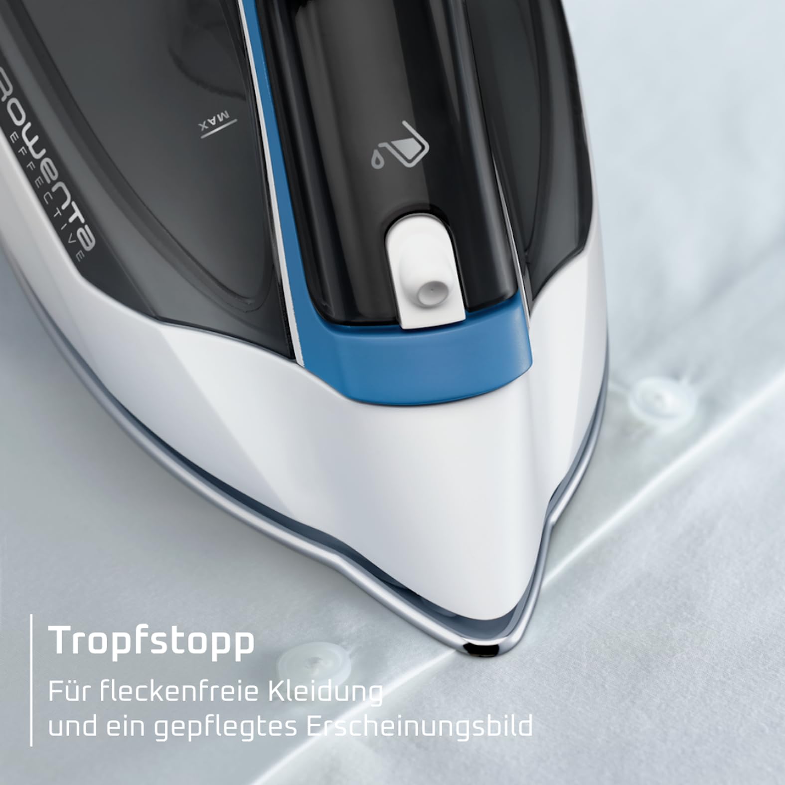 Rowenta Effective 2 Dampfbügeleisen, 2200 W, 30 g/min kontinuierliche Dampfabgabe, extrastarker Dampfstoß, 250 ml-Wassertank, INOX-Bügelsohle, Anti-Kalk-System, Blau/Grau, DX1531D1