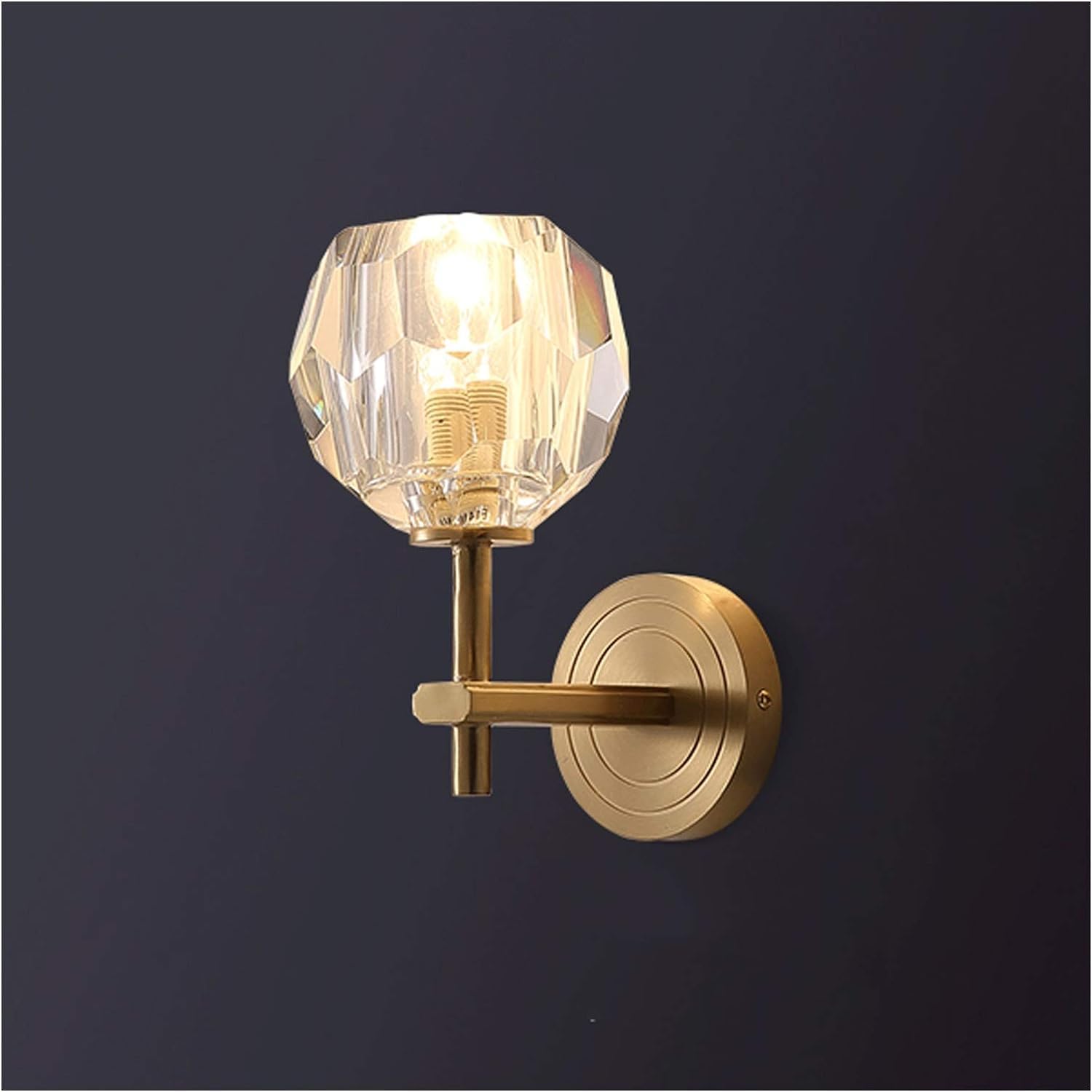 ASerZenith Luxury Copper Crystal Wall Lamp 2 Heads Wall Sconce Lighting Modern Simple Indoor Lighting Fixture Lamps Home Room Decor Wall Sconces,Chandelier Lamps(1 Head)