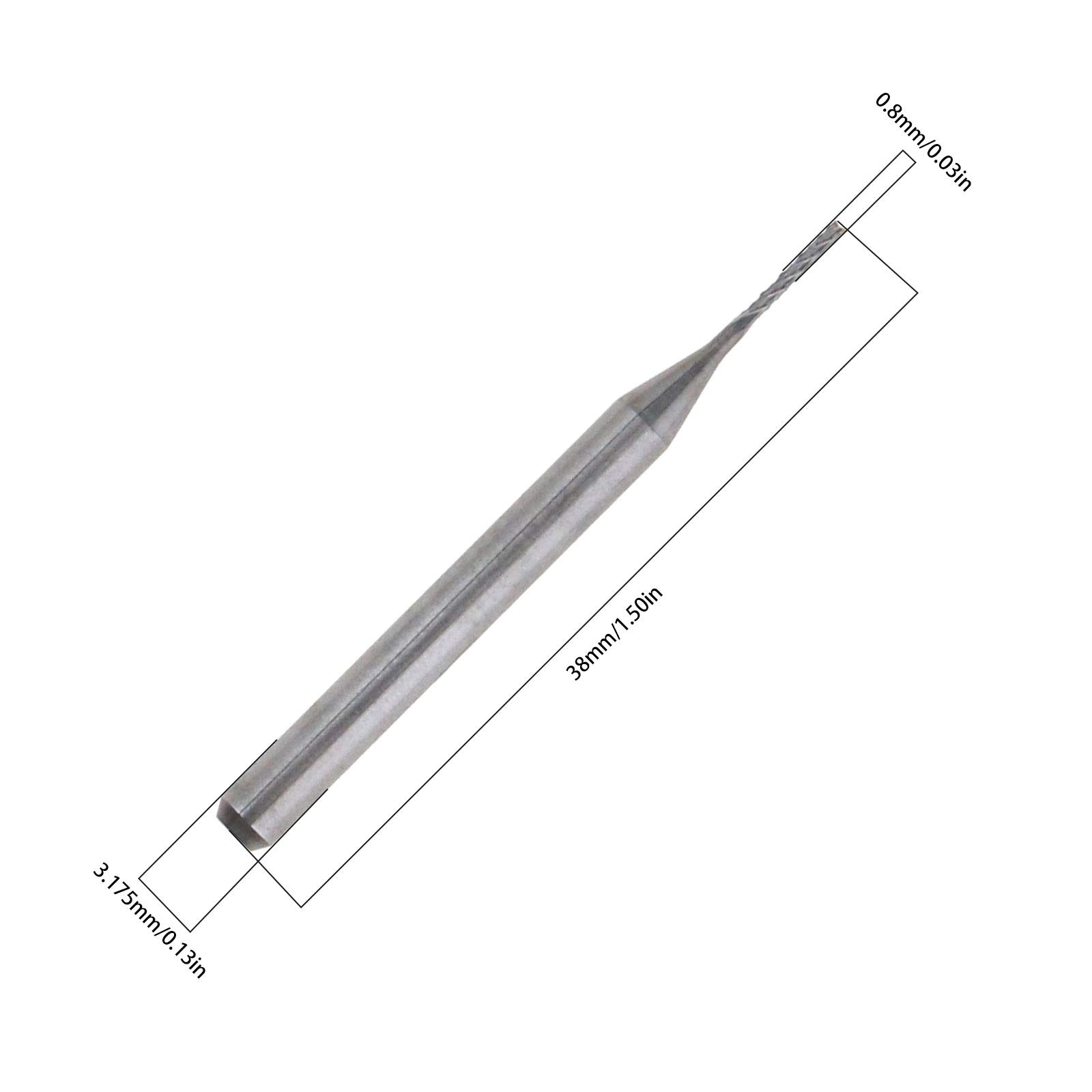 10pcs Kit de Fraise en Bout de Carbure CNC Routeur Embout de Gravure 0.8mm Diamètre de Coupe 3.175mm Tige pour Machine PCB