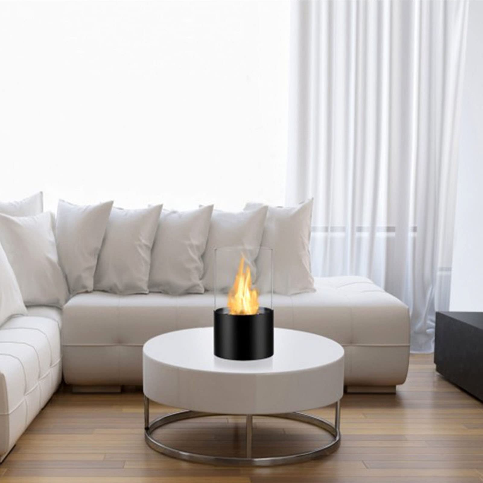 Buy op Bio Ethanol Fireplace with Cylindrical Glass, Fire Bio Ethanol