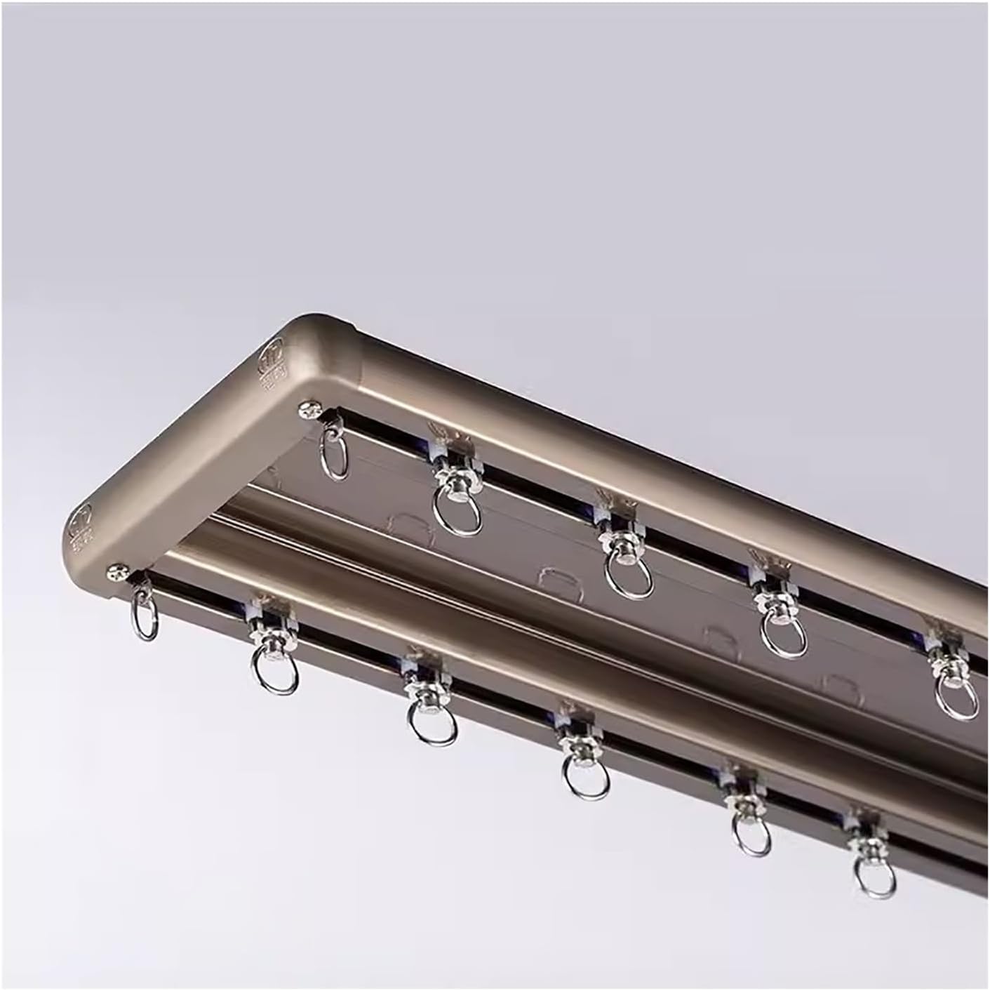 Sliding Curtain Rods Heavy Duty Double Track Rails with Rolling Hooks for Ceiling Mounting, Ideal for Room Divider, Window Holder in Living Room, Office, Bunk