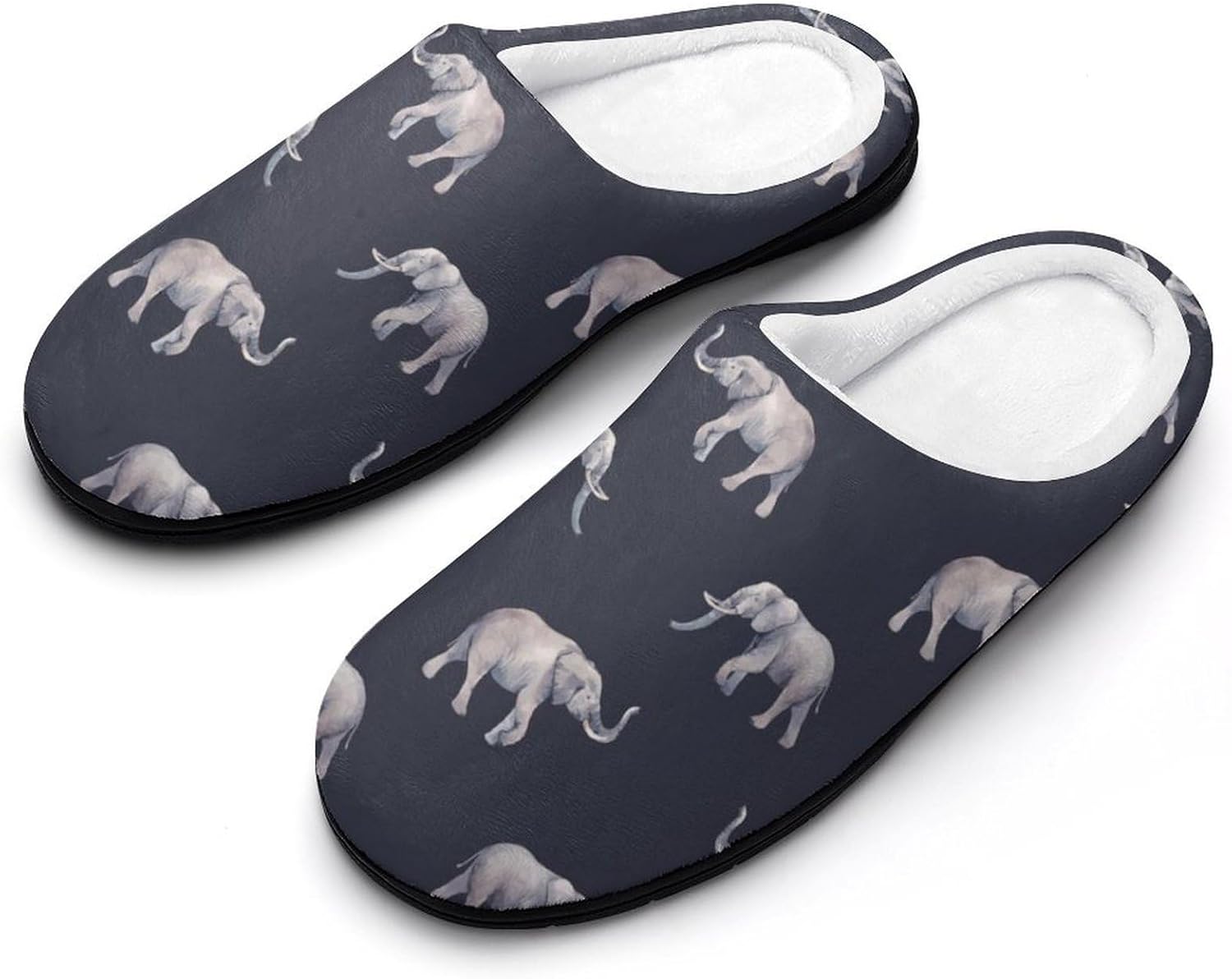 Watercolor Elephant Women's House Slippers Memory Foam Warm Shoes Spa Rubber Sole Indoor Outdoor