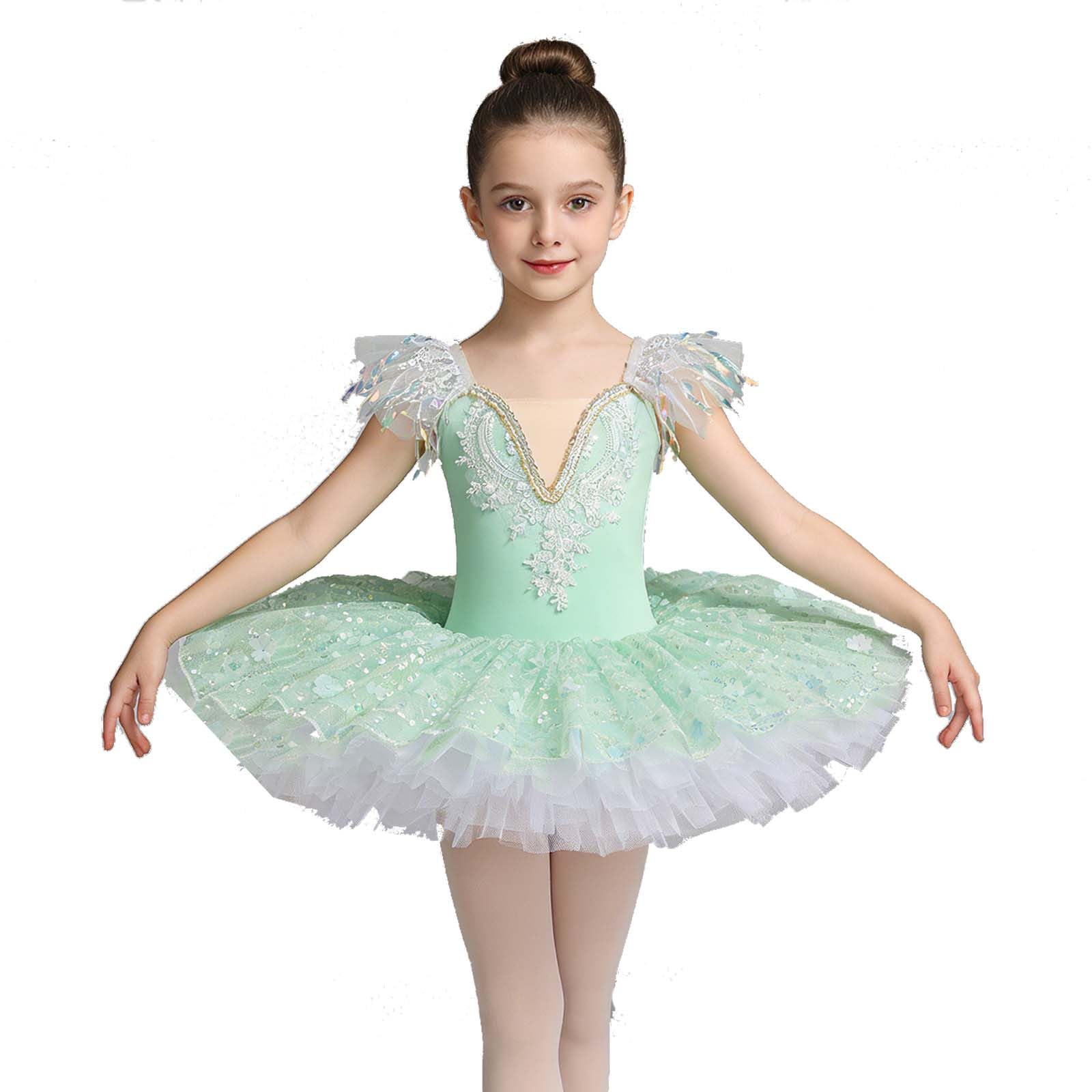 Vestido de tutú de ballet, falda fluida, parte superior, fiesta, baile, princesa, elegante, suave, cómodo, brillante, mangas de campana