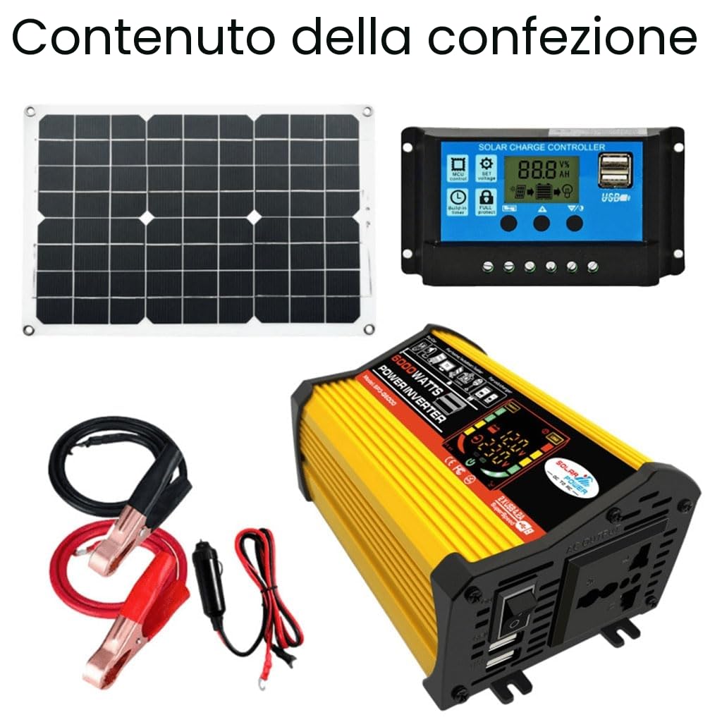 Kit pannello solare 4000 W con batteria e inverter, sistema di alimentazione fuori rete completo per casa, camper, barca, fattoria e capannone, design espandibile con inverter a onda sinusoidale pura