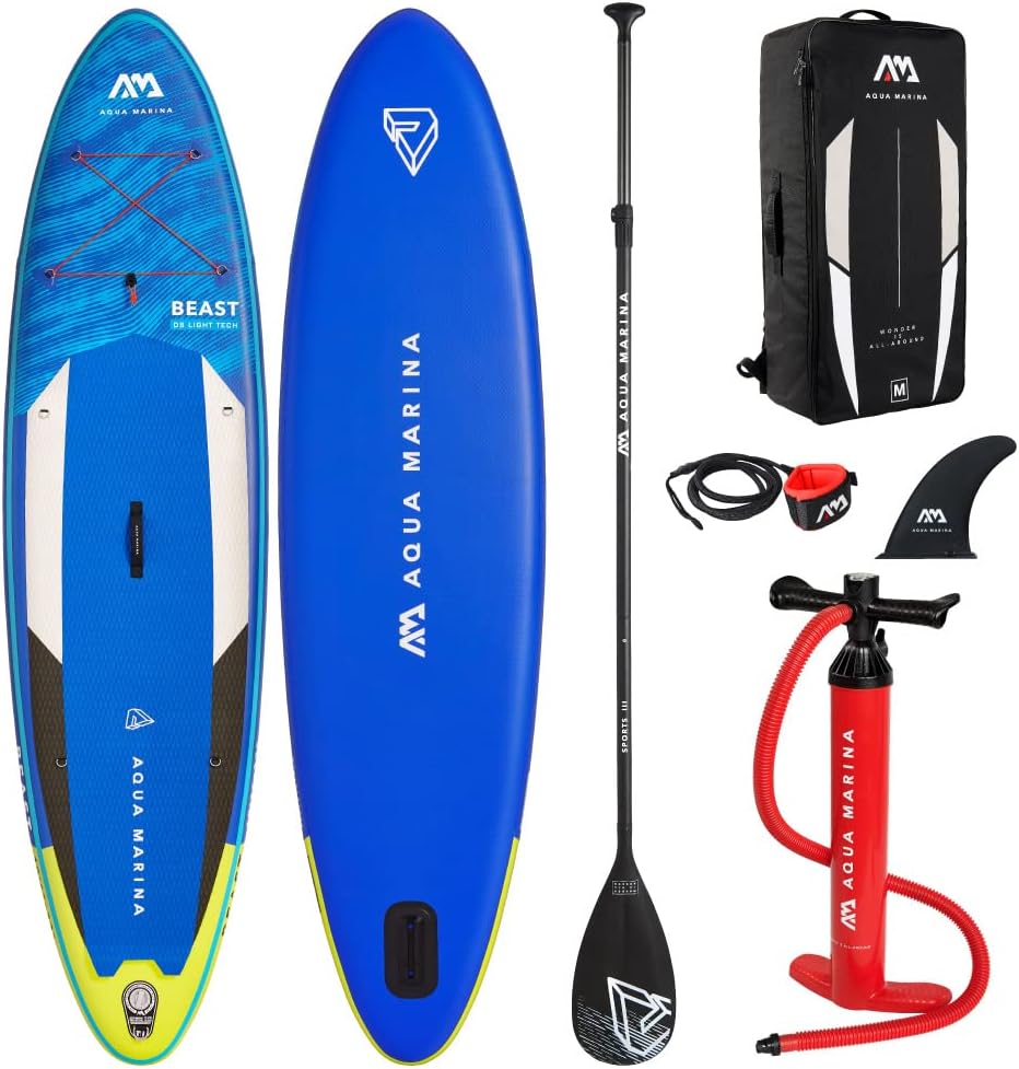 AM AQUA MARINA Unisex Adult - All-around Isup, 3.2m/15cm, Beast Advanced All Around iSUP 3 2m 15cm with paddle and safety leash, Blau, 320 x 81 15 cm EU