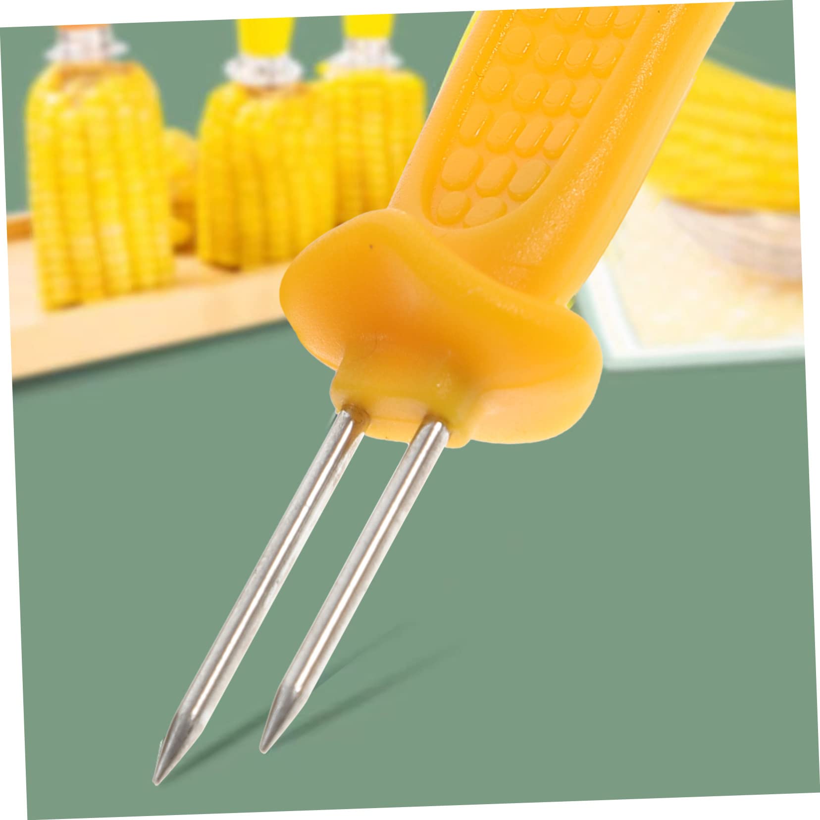 Happyyami 12pcs Stainless Steel BBQ Corn Holders Rustproof Corn Skewers Forks for Outdoor Grilling Design for Safe Handling and Other Foods