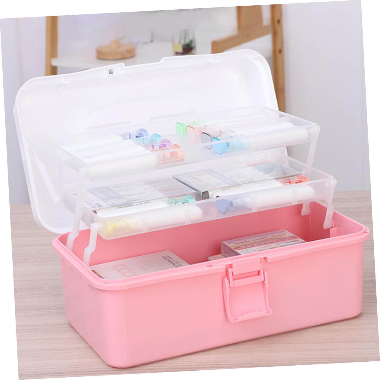TOYANDONA Caja de Almacenamiento Portátil para Organizar Accesorios y Esmaltes Diseño Multicapa y Material Pp Resistente para Herramientas de Arte y Papelería