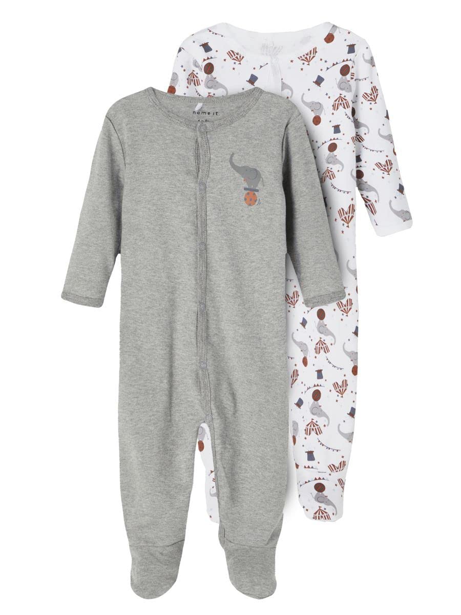 NAME IT Kapcie dla niemowlęcia/dziecka Uniseks - dzieci Nbnnightsuit 2p W/F Grey Mel Circus Noos