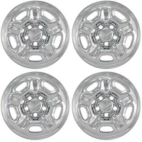 OxGord 15 inch Wheel Skins for 2005-2015 Toyota Tacoma (Set of 4) Impostor Wheel Covers for 15 inch Chrome ABS Wheels- Auto Tire Replacement Exterior Cap Cover