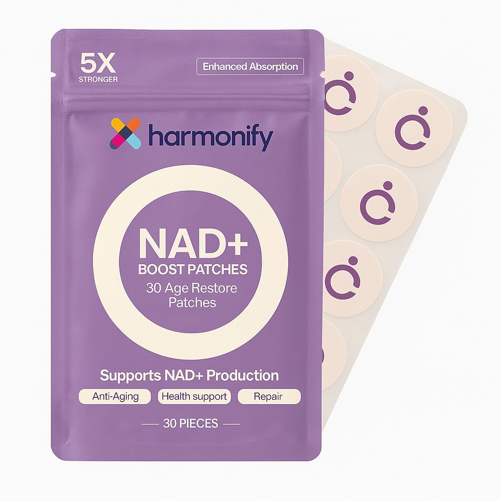 NAD Patches Wellness Support | 6X Stronger Formula | NMNH, Resveratrol, Hyaluronic Acid, Vitamin C, & Coq10 l Premium 8-Hour Time-Release Patch for Enhanced Absorption