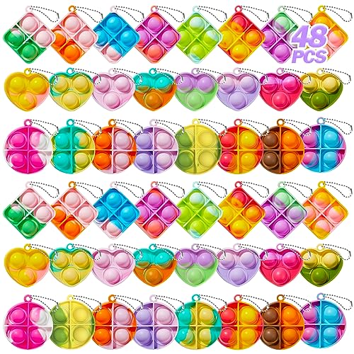 TOANWOD 48 PCS Party Bag Fillers for Kids: Easter Stocking Fillers Fidget Toys Pop Keyring - Eve Box Fillers Bulk Kids Party Favours - Birthday Gifts Class Prize for Girls Boys Unisex