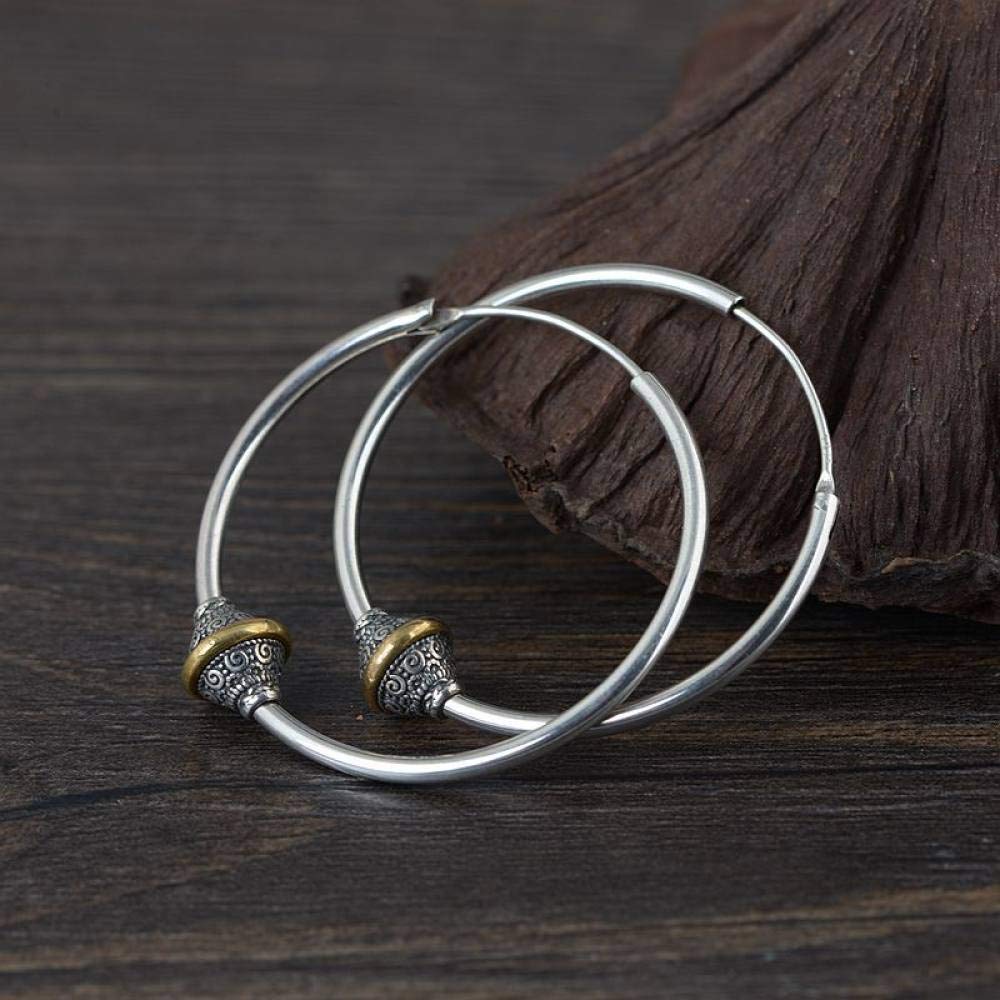 Orecchini Donna Argento 925, Grandi Orecchini Esagerati in Argento Vintage con Perline, A Cerniera Ipoallergenici Etnici Bohémien Cerchio Fine Anello Senza Fine Gioielli per Donna Uomo Raga