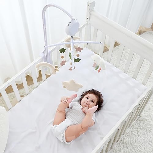 Miniatura 7 de Crib Mobile 35 Lullaby Muisc, móviles de algodón para cunas y Pack N Play, fácil de instalar, juguetes colgantes de animales de peluche, niños y