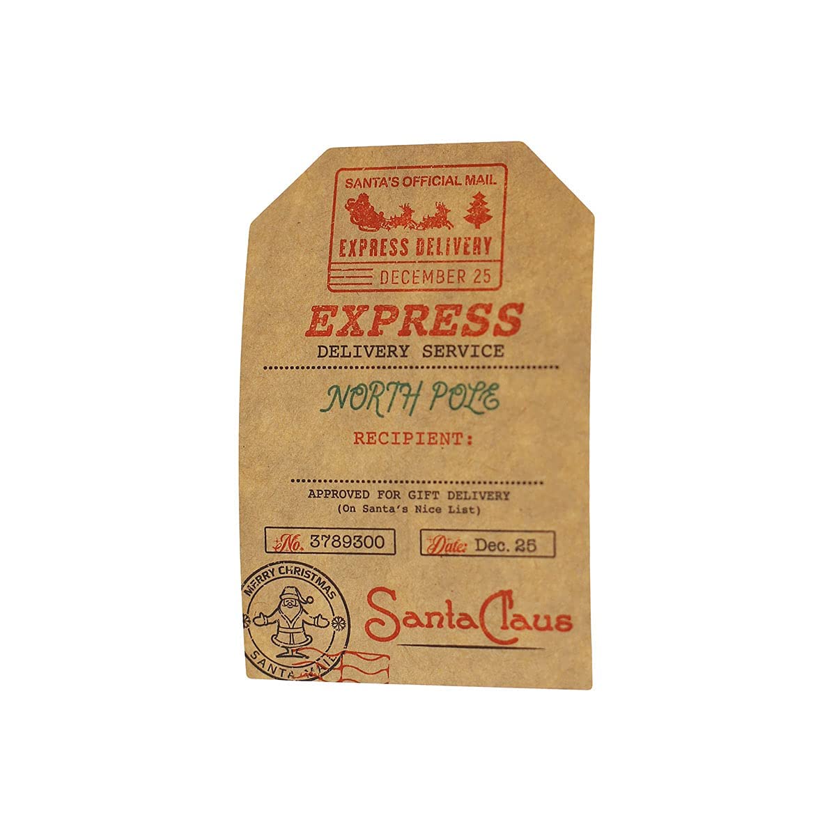 Etichette adesive per regali di Natale, in carta kraft naturale, 5 x 7 cm, 100 etichette totali