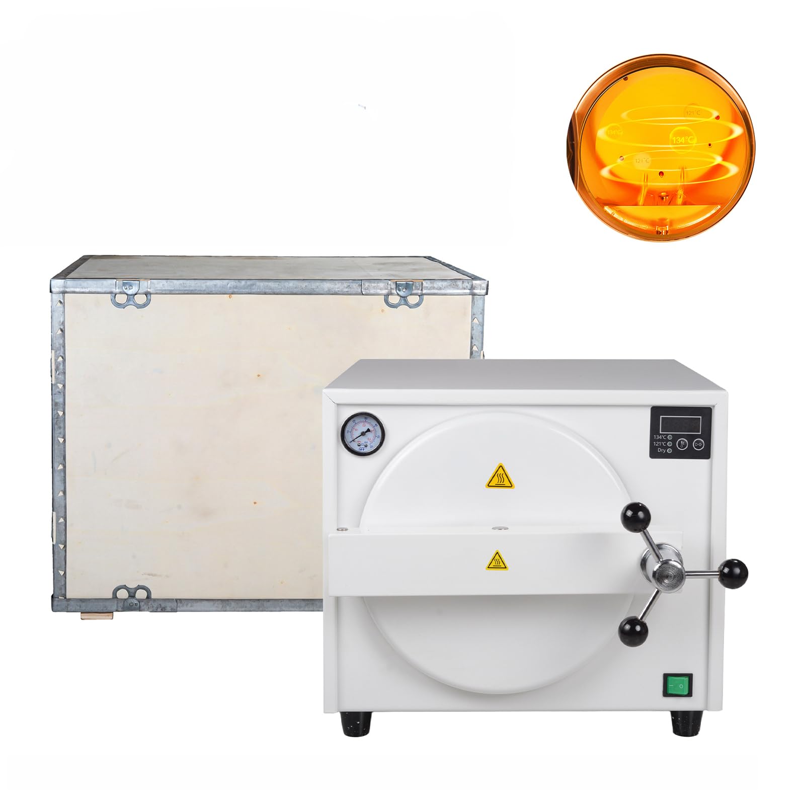 Esterilizador de vapor de alta presión de autoclave de 18L con función de secado,Pantalla LCD digital,Cerradura de puerta de doble control,Equipo de laboratorio de acero inoxidable
