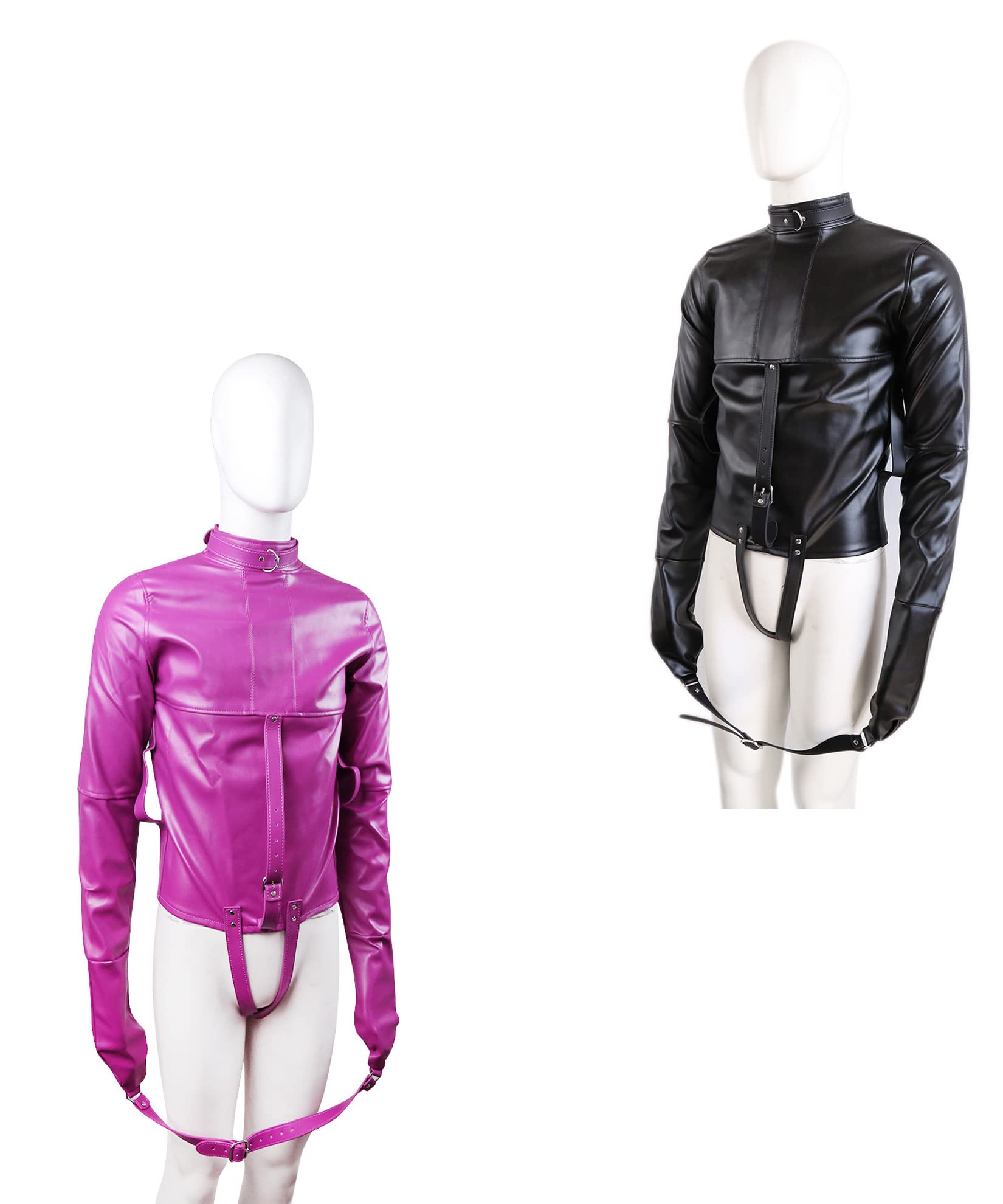 Cintura di castità in pelle costume manette di ritenuta BDSM bondage lingerie condizionata bondage abbigliamento forzato bondage erotico giocattoli del sesso for uomini donne(Schwarz)