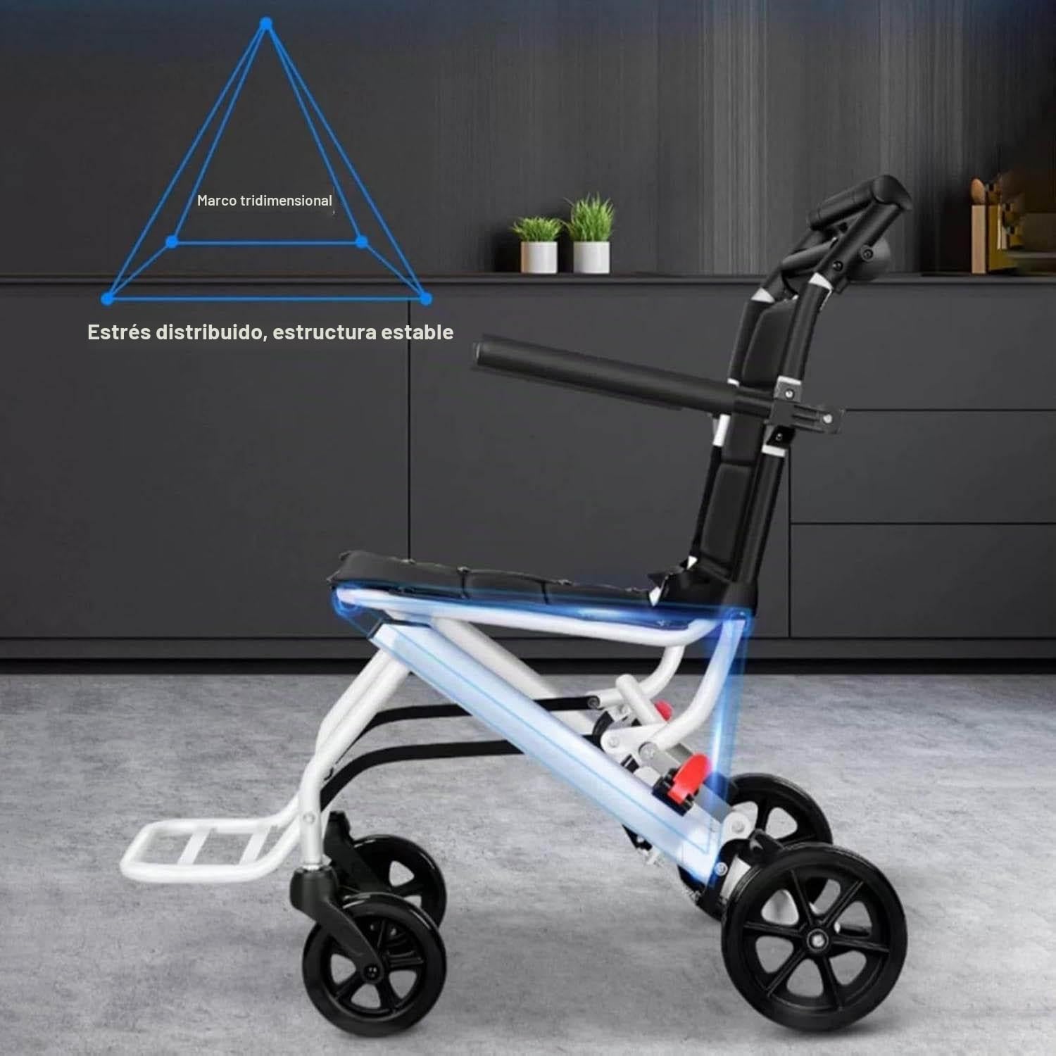 Silla de Ruedas Plegable, Sillas de Ruedas Ligeras para Adultos y niños, Solo 8.2kg, Silla de Ruedas de Viaje portátil con Correa de Seguridad Ajustable, Ruedas de PU,A