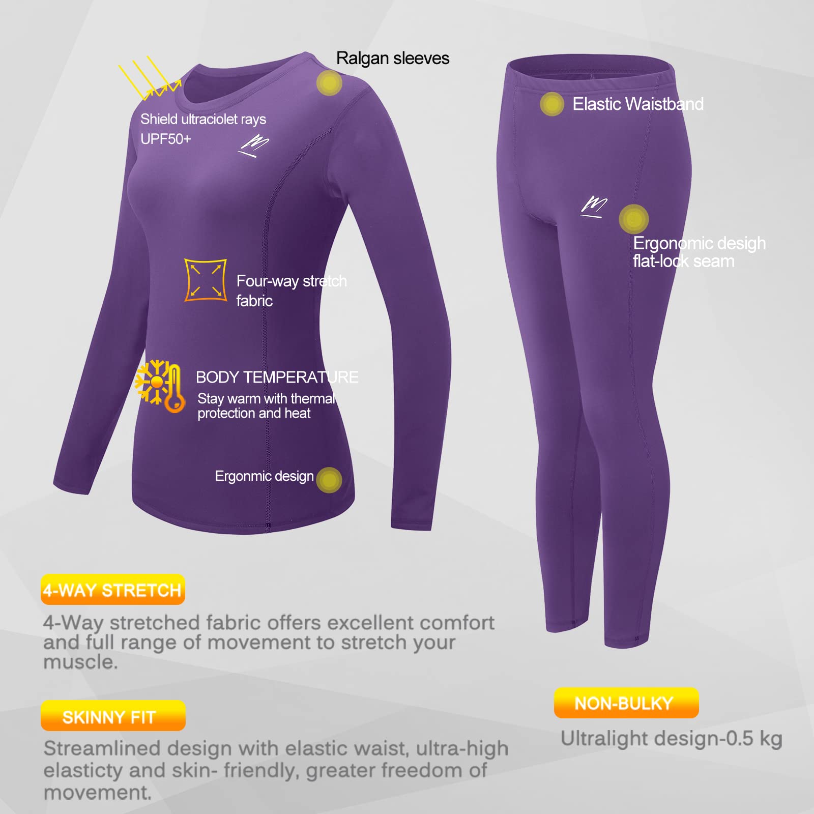Women's Thermal Underwear for Women, Winter Warm Base Layer Compression Set Fleece Lined Long Johns Thermal Underwear for Women,Winter Warm Base Layer Compression Set
