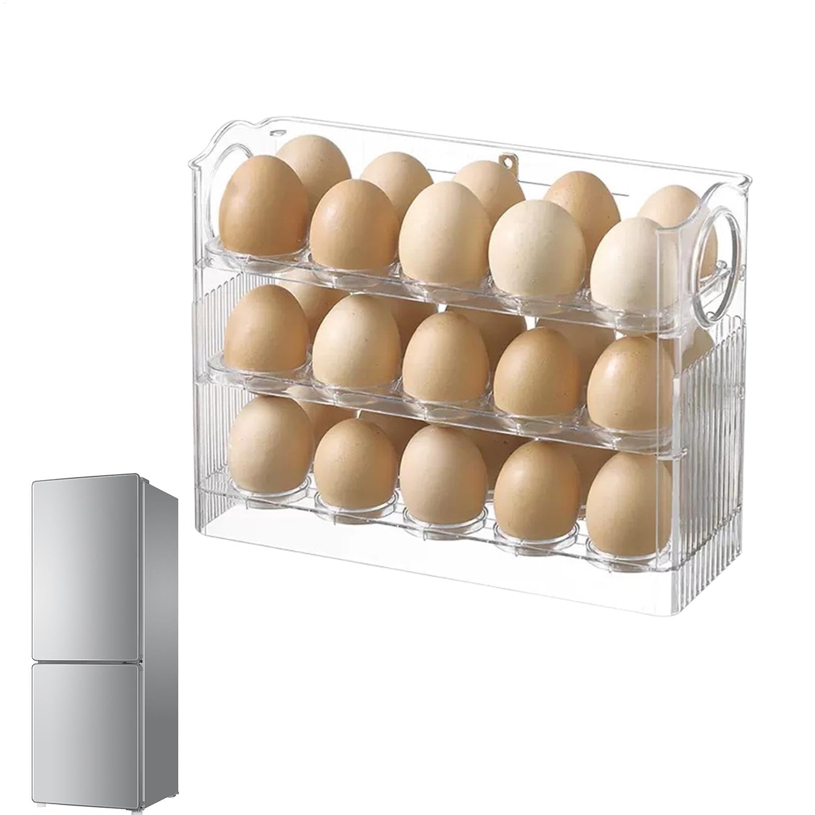 Basket Storage Box Kitchen Egg Holder for Refrigerator,Container,Organizer,3-layer