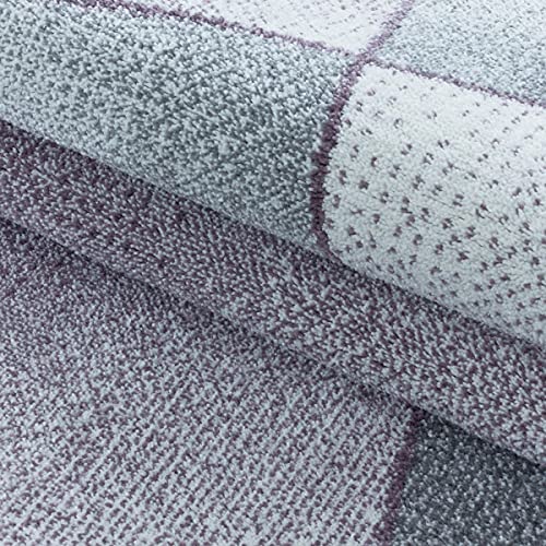 Tapis violet 80 x 150 cm au design abstrait et graphique