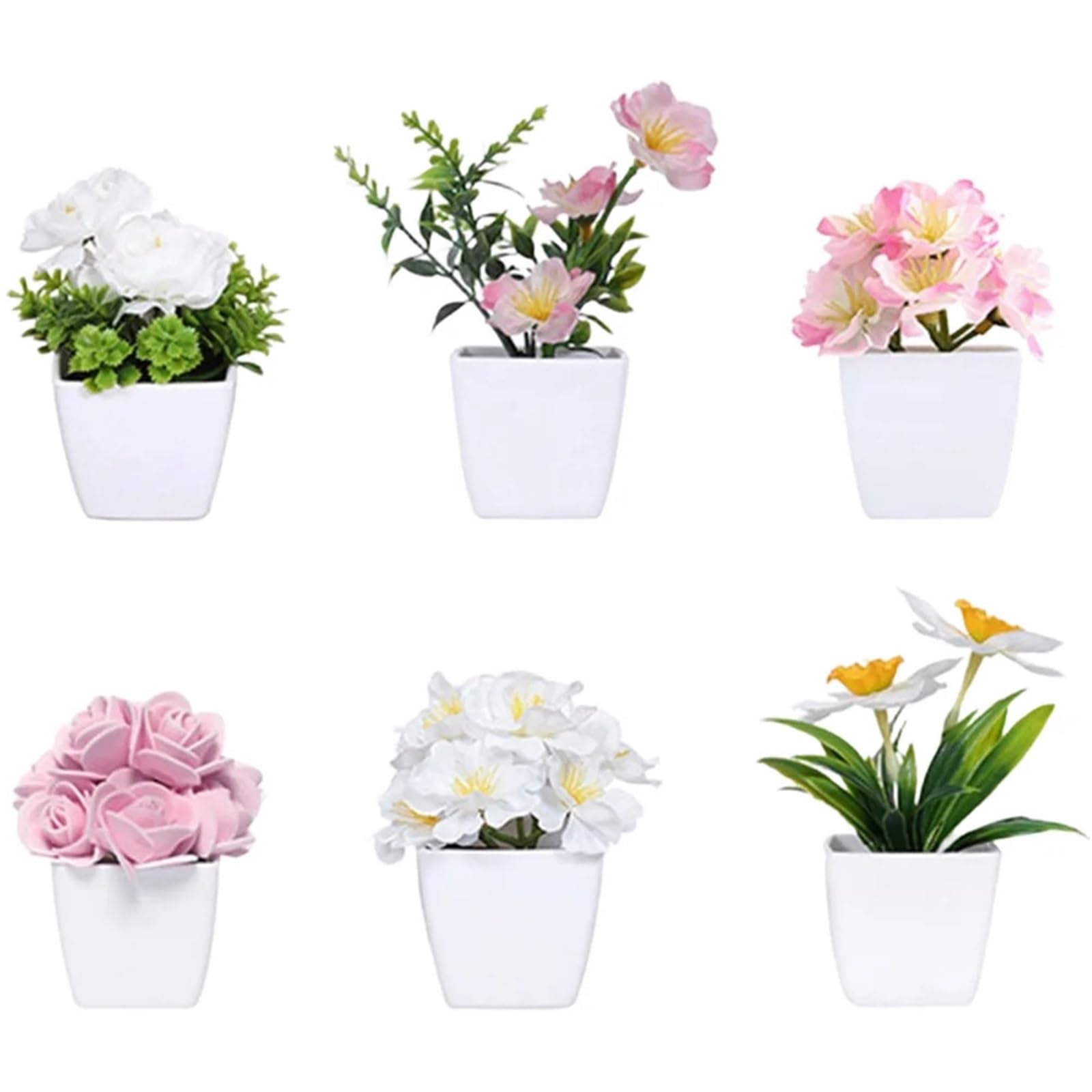 Dcrxz Artificial Plants As Shown Faux Succulent Rose Potted Plants Set
