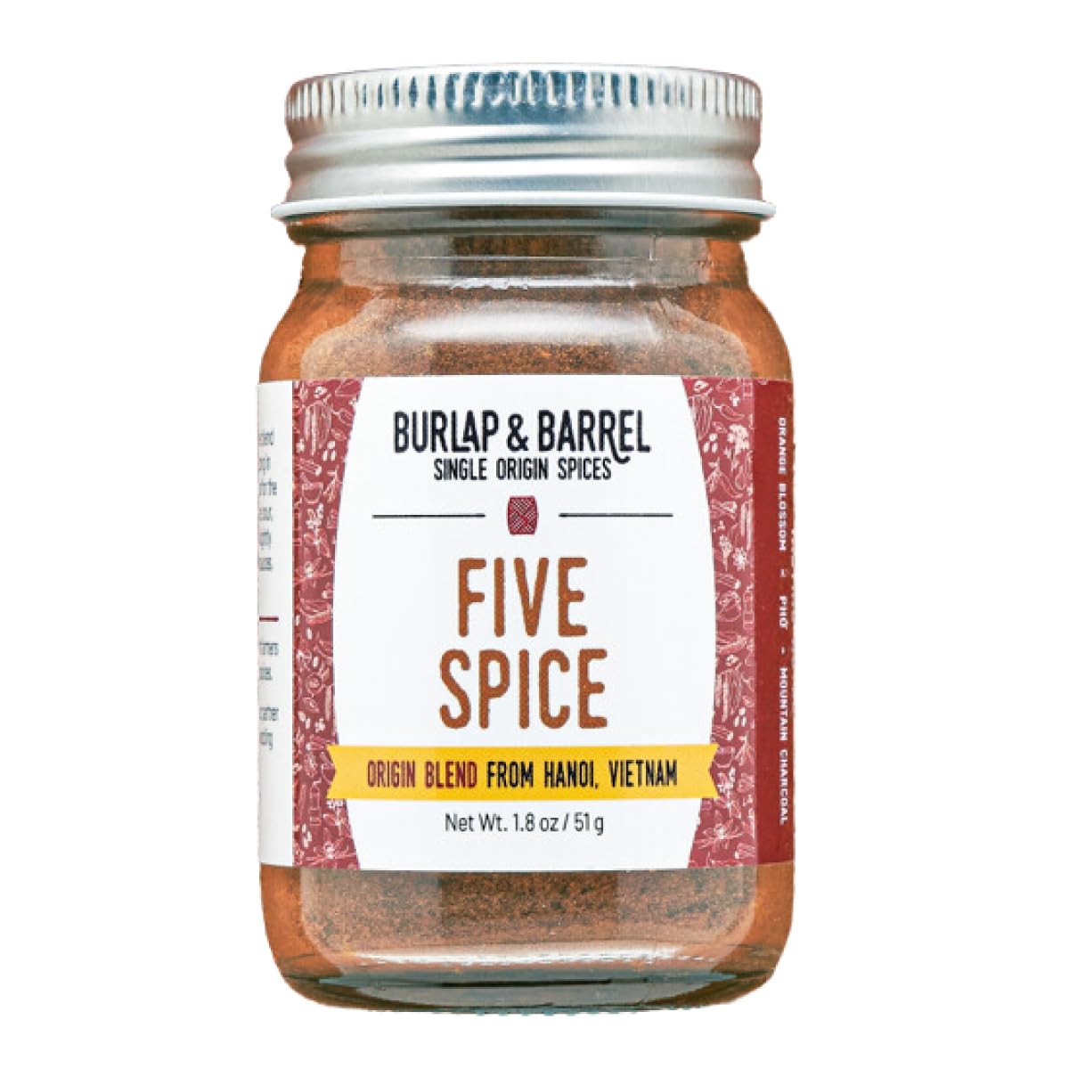 Burlap & Barrel Five Spice – Warm, Slightly Spicy, Aromatic Vietnamese Five Spice – As Seen on Shark Tank - Kitchen Gift for Cooks - 1.8oz Glass Jar