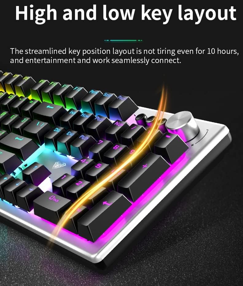 High and low key layout of the keyboard