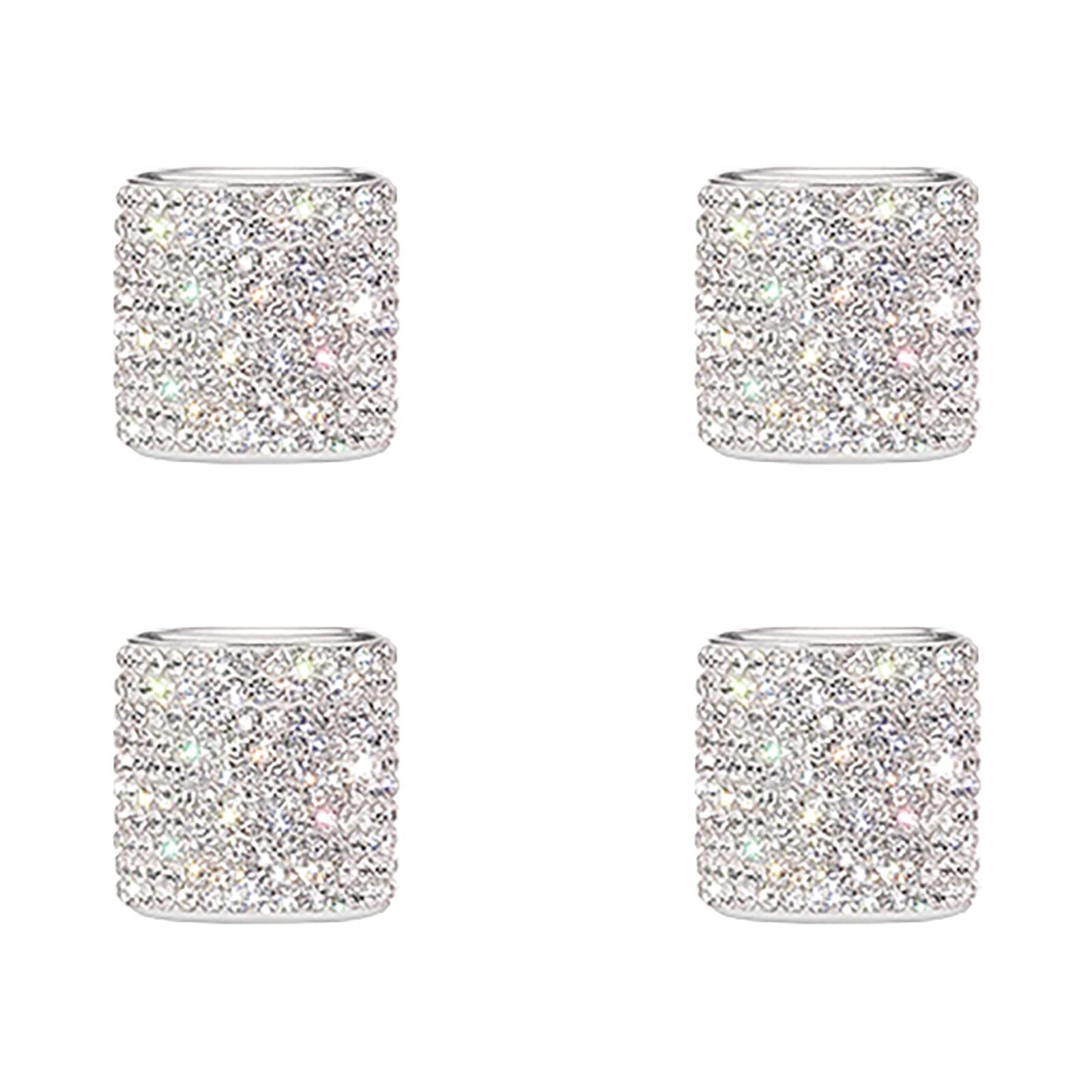Anneau de siège de Voiture Produits Appui-tête de Voiture 4 pièces Décoration à Clous en Diamant Décoration et Cintre tk571 (Argent, Taille Unique)
