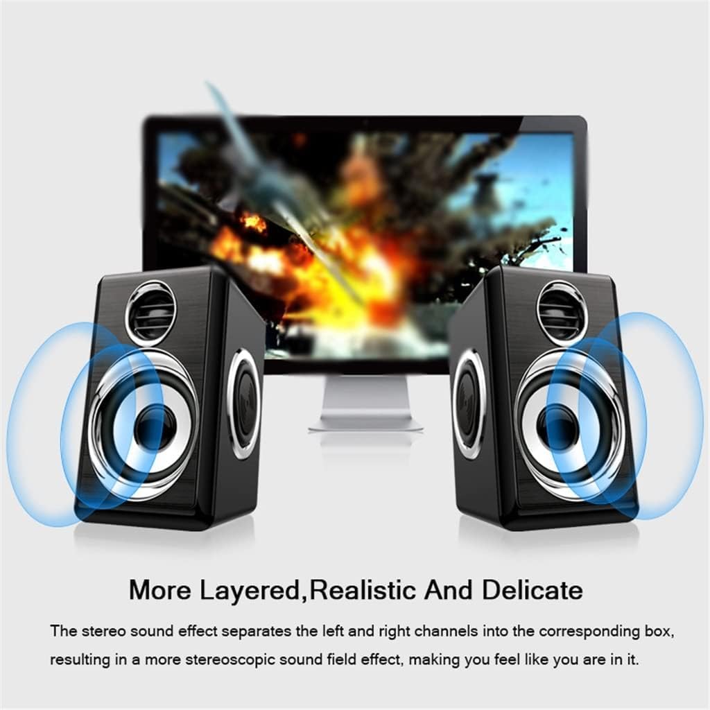 Computer Speakers for Desktop, 1 Pair USB+AUX Wired Computer Speakers Bass Reinforcement 4 Diaphragm for Laptop Desktop 8W High Power Loudspeaker(A)
