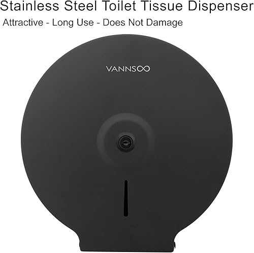 Miniatura 2 de Dispensador comercial de papel higiénico jumbo, soporte de pared de acero inoxidable de 9 pulgadas, dispensador de pañuelos de baño con llave de