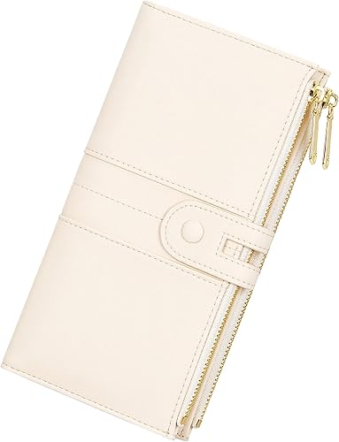Billeteras delgadas para mujer, de piel sintética, cartera con tarjetero de gran capacidad, plegable, con doble bolsillo con cremallera