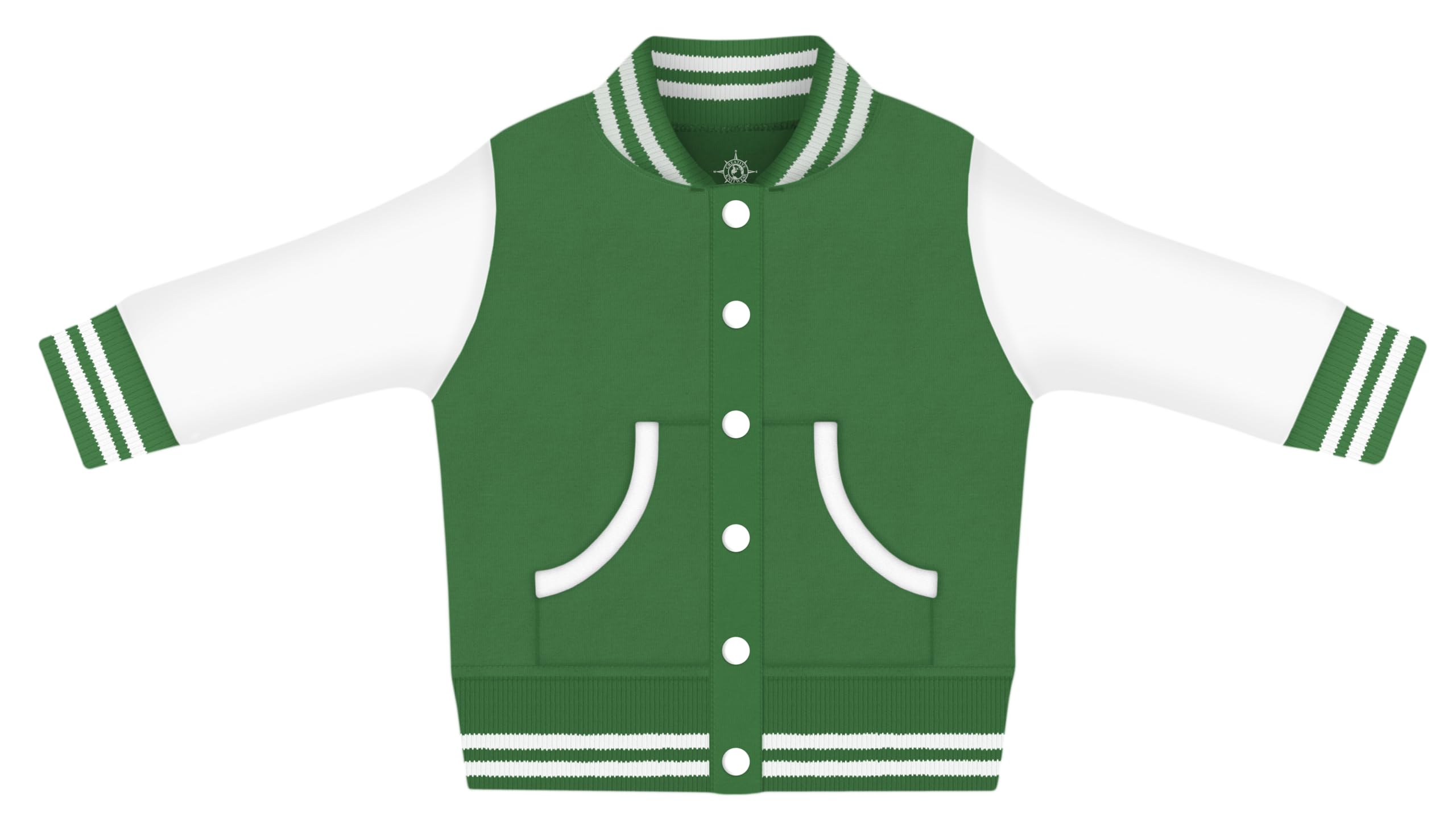 Creative Knitwear College Baby Letterman Varsity Bomber Jacket Long Sleeve Lightweight - No Logo - Kelly Green - 0-3 Months