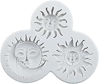 Vista 9 de Molde de silicona para fondant de cara de sol y luna, moldes de caramelo de chocolate para decoración de cupcakes de chocolate, decoración