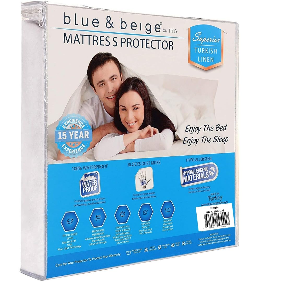 Waterproof Mattress Protector Single 90x190 Breathable Cotton Anti Allergy Fitted Sheet St...
